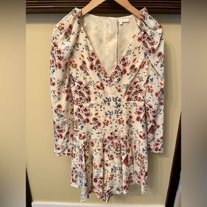 Maje Floral Print Playsuit in Light Yellow Colour